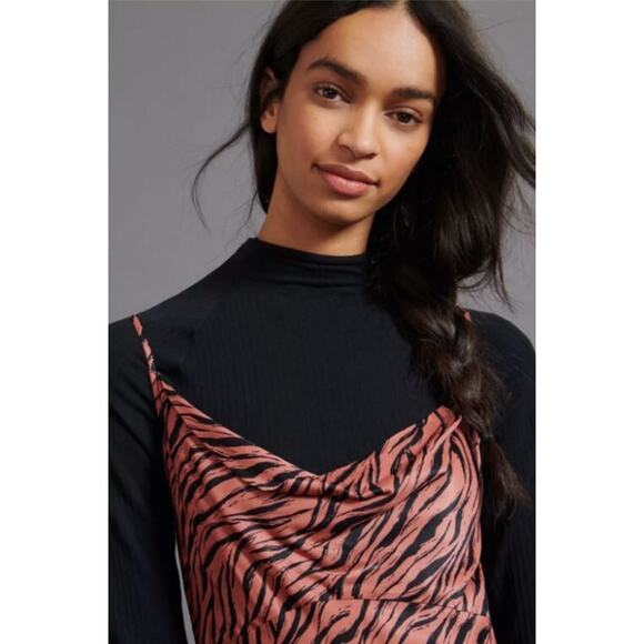 ANTHROPOLOGIE Elyse Midi Dress Tiger Stripe XL Animal Print Safari Vintage Edge - Picture 10 of 13